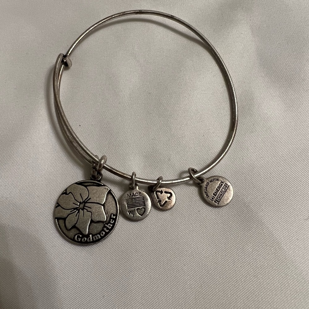 Alex and Ani Silver Bracelet with Godmother Charm